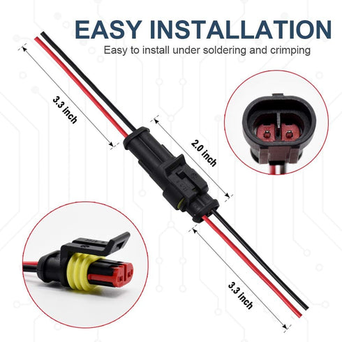 2 Pin Connector Waterproof Connector,Male and Female Way 16 AWG Wire Suitable for car Truck, Boat and Other Wire Connection (5 kit)...