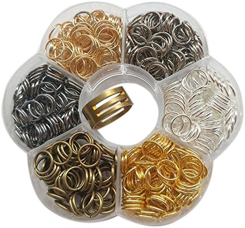 Chenkou Craft 1 Box 6 Colors 1200pcs Open Jump Ring & Ring Jewelry Keychain Making with 1 pc Jump Ring Open/Close Tool and 1 pc Clear Box (8mm)...