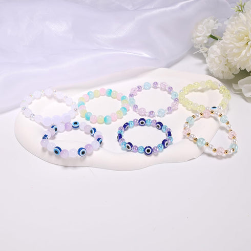 Enjoymade Transparent Color Glass Beads Bracelet Making Kit, Lovely Cute Bracelet Necklace Jewelry Making Kit, DIY Bulk Acrylic Gradient Bubble Be...