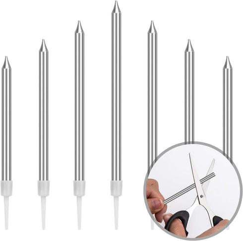 Luter Metallic Candle Candle Long Birthday Candles with Silver Stand Cake Candles for Wedding Birthday Party Decoration (24 Pieces)...