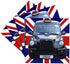 3dRose CST_113050_3 London Black Taxi Cab on British Flag Union Jack Background UK Great Britain United Kingdom Travel Ceramic Tile Coasters, (Set...