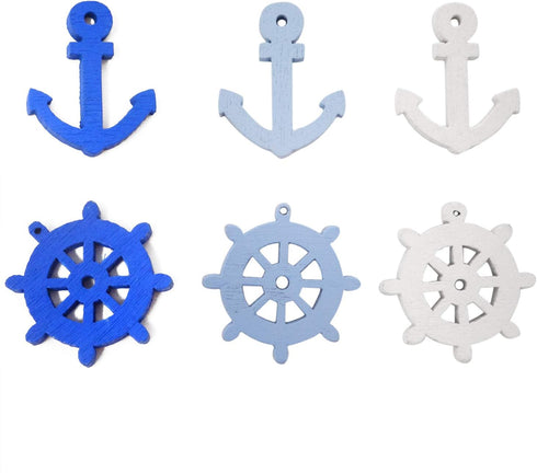 Honbay 50PCS 25mm 1 Inch Anchor and Helm Wood Buttons Decorative Buttons...