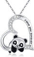 JUSTKIDSTOY Panda Necklace Gifts for Mother's Day 925 Sterling Silver Cute Animal Heart Pendant - I Love You Forever Jewelry for Women Daughter Pa...