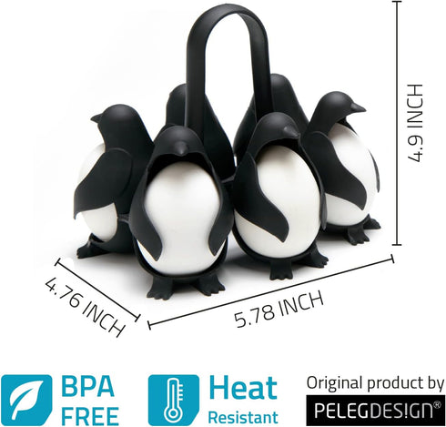 Peleg Design Egguins 3-in-1 Cook, Store and Serve Egg Holder, Penguin-Shaped Boiled Egg Cooker for Making Soft or Hard Boiled Eggs, Eggies, Holds ...