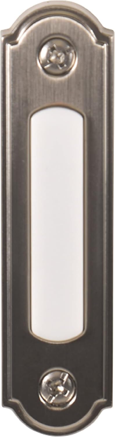 Newhouse Hardware LED Lighted Metal Door Chime Push Button (Satin Nickel) | Surface Mount Lighted Door Bell Button | Replacement Wired Doorbell Bu...