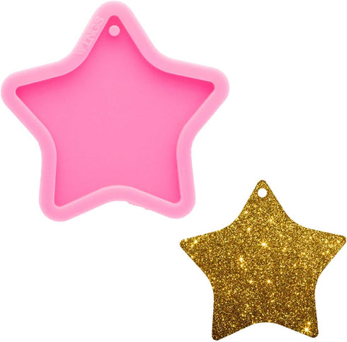 Super Shiny Star Shape Resin Mold Silicone Keychain Molds Silicone Epoxy Resin Mold for Epoxy Resin DIY Keychain Jewellery Making Mould...