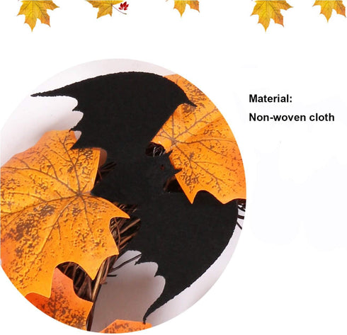 Orgrimmar 10” Halloween Maple Wreath Garland Artificial Maple Leaf Bats Vines Door Hanging for Halloween Party Thanksgiving Harvest’s Day Decorati...