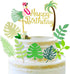 ALISSAR Flamingo and Leaf Cake Topper, Tropical Happy Birthday Cake Topper, Ahola Hawaiian Birthday Party Decoration Supplies...