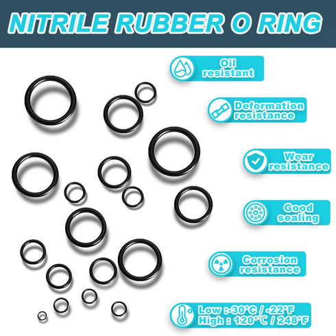 1070 Pcs Rubber O-Rings Kit with Assorted Oring Tools Set/20 Size/OD:4.5mm-33mm...