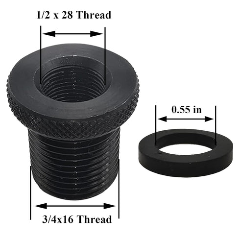 2 Pack Thread Adapters and Washers, 1/2 * 28-3/4 * 16, Black...