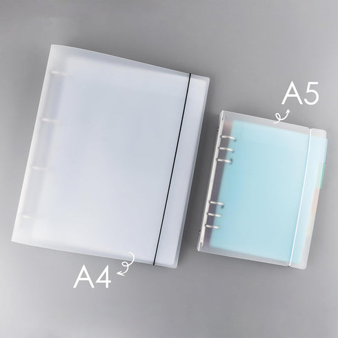 A4 4 Ring Binder Cover Clean Transparent Soft PVC for Refillable Notebook Shell withMatte surfaceforStamp & Die Storage Overall Size?Folded) 27x32...
