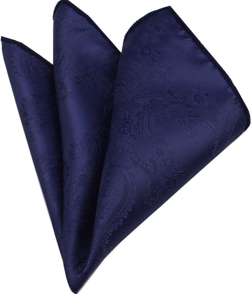 Mens Silk Paisley Tie Set:Necktie and Pocket Square-(Available in Standard 58-inch and 63-inch Extra Long) (Standard 58", Navy Blue)...