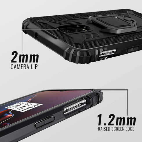 Shields Up OnePlus 7/6T Carbon Case | 10ft Drop Tested | Ultra Slim, Lightweight, Scratch Resistant, Shockproof | Kickstand - Black...