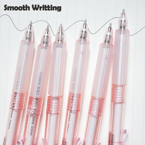 Retractable Gel Pens, 6 Pcs Quick Dry Black Ink Pens, 0.5mm Fine Point Smooth Writing Pens with Soft Silicone Grip, Cute Office School Supplies Gi...