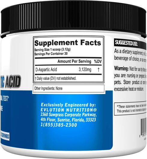 D Aspartic Acid Testosterone Booster for Men - 3120mg DAA D-Aspartic Acid Pre Workout Powder Muscle Builder for Men 3.12g - Men's Health Supplemen...