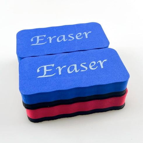 Magnetic Whiteboard Erasers, 4-Pack, Red and Blue, Long-Lasting Magnet for Dry Erase Board...