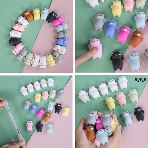 16pcs Mochi Squishy Toys Set, Mini Kawaii Animals Squishies Pack Fidget Toys for Kids - Cat Party Favors, Fidget Toys Packs, Birthday Gifts for Bo...