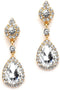 Mariell Gold Clip-On Earrings with Austrian Crystal Teardrop Dangles - Prom & Bridal Chandelier Clip Ons...