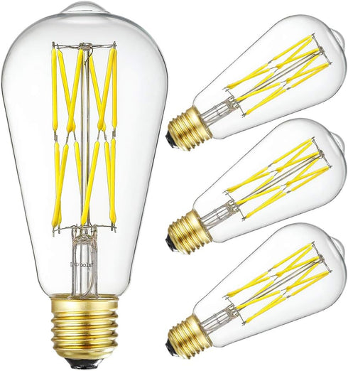 Leools Dimmable Edison LED Bulb 10W,Equivalent 100Watt, Antique Style ST64 LED Filament Bulbs,Neutral White 4000K, 1200LM, E26 Base Lamp for Resta...