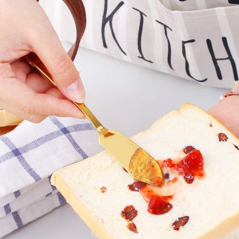 Stainless Steel Cheese Dessert Knives, Set of 6, Breakfast Butter Knife, Slicer Sandwich Spreader(Gold)...