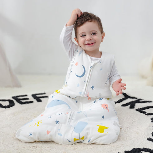 Mosebears Sleep Sack Baby Winter Wearable Blanket with 2-Way Zipper,2.5 TOG Cotton Sleep Sack Unisex (White Animal, 0-6 Months)...