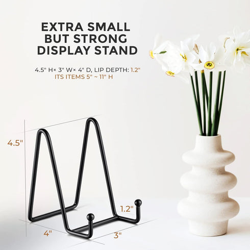 TR-LIFE 4 Pack 4.5 Inch Plate Stands for Display - Plate Holder Display Stand + Metal Frame Holder Stand for Picture, Decorative Plate, Book, Phot...