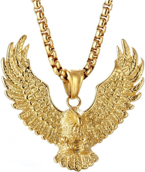 Eagle Charm for Men,Norse Viking Bald Eagle Pendant Necklace,American Bald Eagle Totem Amulet Charm Pendant,Gold Flying Hawk Eagle Jewelry,Gothic ...
