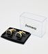 14K Gold Plated Round Mens Cufflinks with Black Agate In Gift Case Classic Round Golden Cufflinks for Men Jewelry for Wedding Party Business Birth...