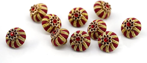 10 pcs Oriental Fabric Style Rhinestone Flower Metal Loop Sewing Coat Buttons -18mm -11/16"...