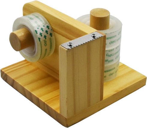 Enyuwlcm Wood Desktop Tape Dispenser for Office Multifunction Tape Dispenser with Tape Holder Attach Non-slip Mat 1 Pack...