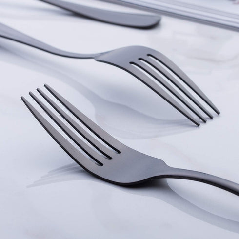 Matte Black Dinner Fork, GoGeiLi Stainless Steel Satin Finish 8.0-inch Silverware Flatware Fork Set, Service for 6, Dishwasher Safe...