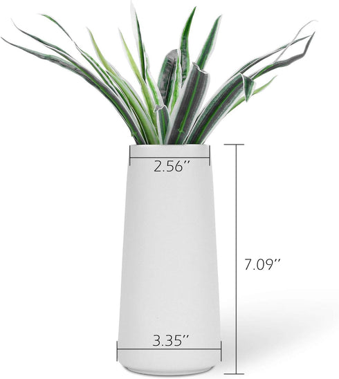 VanEnjoy 7" High Desktop Minimalist White Ceramic Vases Home Office Decoration Frosting Finish Vase...