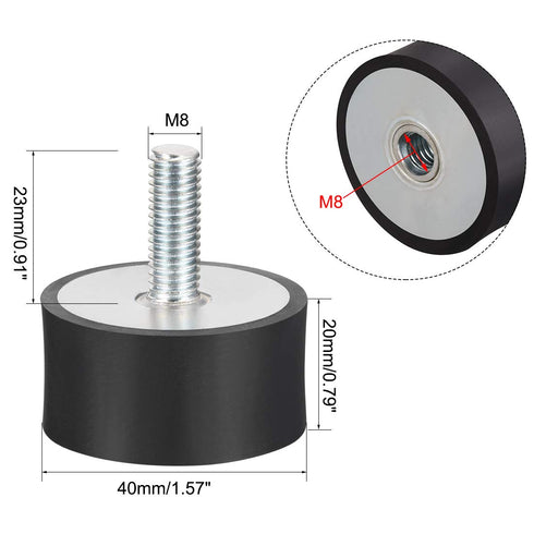 uxcell M8 Thread Male Female Rubber Mounts,Vibration Isolators,Shock Absorber 40mm x 20mm...