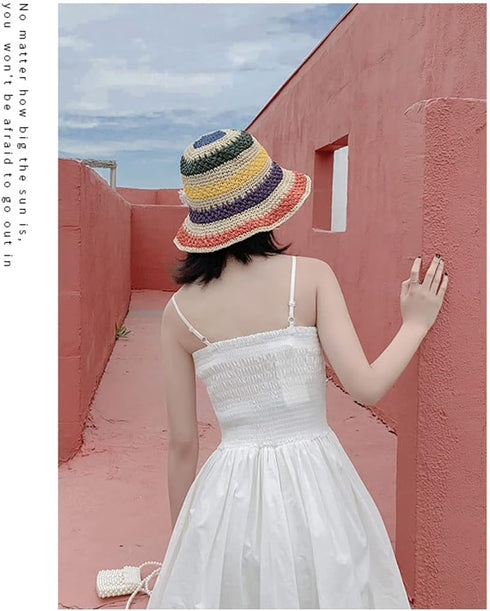 Sun Hat Womens Summer Packable Bucket Hats Boho Beach Straw for Women UV Protection Cute Foldable Cap for Ladies Girls...
