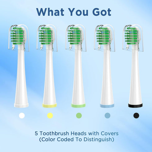 Replacement Toothbrush Heads for Water Pik Sonic Fusion (SF-01 / SF-02 / SF-03 / SF-04), Compact, with Covers, 5 Count, White...