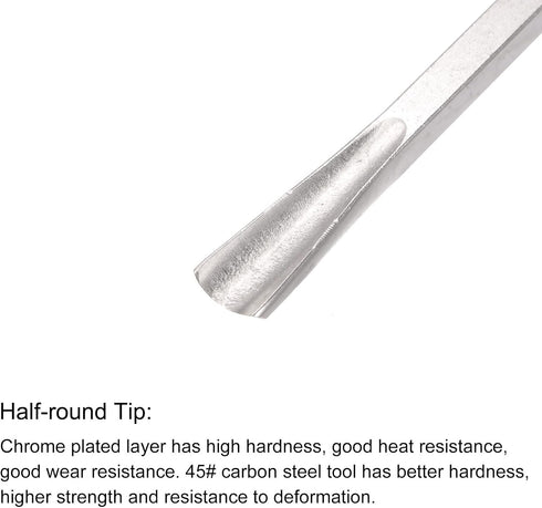 uxcell Wood Chisels Carving Knife, 10mm Chrome Plated 45# Carbon Steel Straight Half-round Tip Woodworking Hand Tool Graver 165mm (6.5-Inch) Lengt...