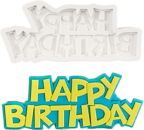 Happy Birthday Silicone Molds Birthday Alphabet Fondant Silicone Mold Letters Chocolate Molds For Birthday Party Cake Decoration Cupcake Topper Ca...