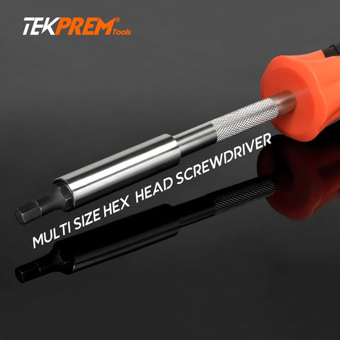 TEKPREM 24-Piece Metric & SAE Hex Bit Set with Magnetic 1/4" Screwdriver Bit Driver, Allen Wrench Drill Bits, Rubber Strip, and Storage Box...