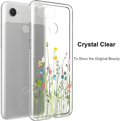Unov Pixel 3 XL Case Clear with Design Soft TPU Shock Absorption Slim Embossed Floral Pattern Protective Back Cover for Pixel 3 XL 6.3 inch (Flowe...