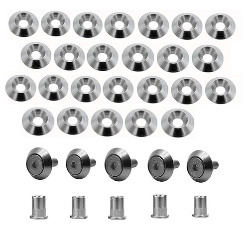 Stainless Steel 25 Pcs Fender Bumper Washer Bolt M5x20mm CNC Finishing Washer Engine Bay Dress Up Fastener Kit Flares Widebody kit Installation Ha...