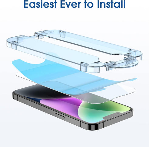 amFilm (2+2 PACK OneTouch Compatible with iPhone 14 Plus 6.7 Tempered Glass Screen Protector and Camera Lens Protector, Edge to Edge Full Coverage...