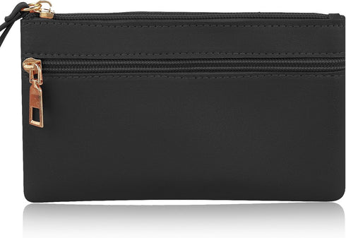 Women's Wristlet Clutch, Leather Double Zipper Phone Clutch Wallet Large Capacity...