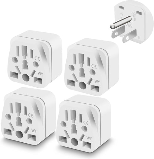 4 Pack UK to US Plug Adapter,Travel Plug Adapter, Type B Universal to American Outlet Plug Adapter,3 Prong to 2 Prong Adapter Australia Europe to ...