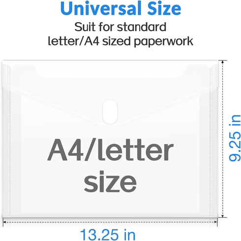 Sooez 10 Pack Plastic Envelopes File Folders, Rainforced Clear Folder Important Document Organizer, A4 Letter Size Bill Receipt Paper Holder Organ...