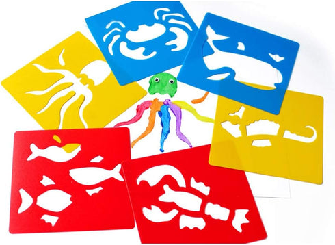 Lependor 36 Pieces Plastic Drawing Painting Stencil Templates for Kids Crafts - Washable Template for School Projects - Random Colors...