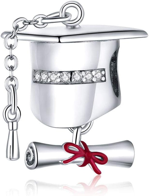 Graduation Charms for Pandora Bracelets Sterling Silver Friendship Charm Enamel Schoolbag Charms Trophy Dangle Charms Graduation (Cap Beads Charms...