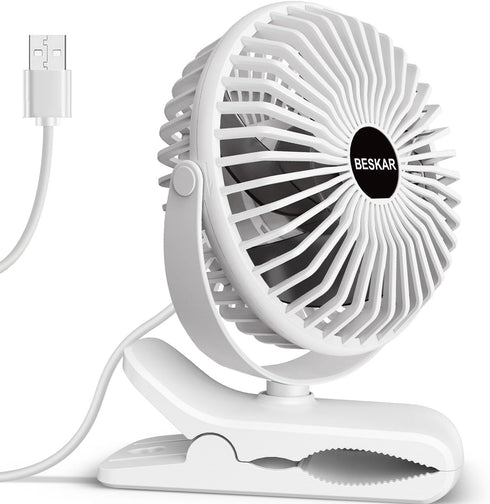 BESKAR Clip on Fan, 360° Rotation Quiet Stroller Fans with Strong Airflow,3 Speeds, Portable Small Fans with Sturdy Clamp,Perfect Personal Cooling...
