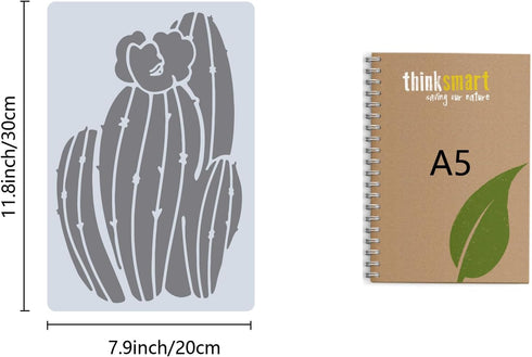 GORGECRAFT 2 Styles Cactus Stencils 20 * 30cm Desert Themed Stencils Reusable Summer Cacti Stencils Sign Square Stencil for Painting On Wood Wall ...