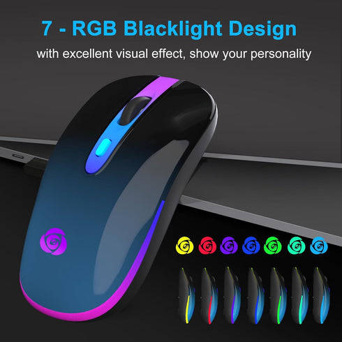 HOTLIFE Wireless Mouse, Bluetooth Mouse with Dual Mode (Bluetooth 5.1+USB C/Type-c) 2.4GHz Rechargeable Silent LED Mouse for Laptop, MacBook, iPad...