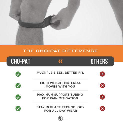Cho-Pat Original Knee Strap, Patella Support for Runner’s Knee, Jumper’s Knee, Osgood Schlatter’s, and Chondromalacia, Black, X-Large...
